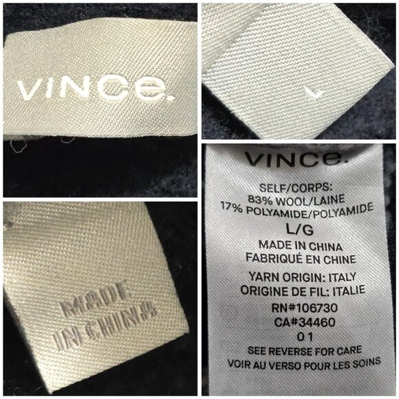 Vince Womens Black Striped‎ Cardigan Wool Blend Long Sleeve Open Front Size L - Picture 6 of 10